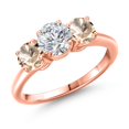 thumbnail image 1 of Gem Stone King 18K Rose Gold Plated Silver Lab Grown Diamond and Peach Morganite Engagement Ring for Women | 1.54 Cttw | Round 6MM | Gemstone April Birthstone | Size 8, 1 of 6
