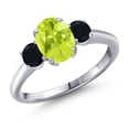 thumbnail image 1 of Gem Stone King 1.54 Ct Oval Yellow Lemon Quartz Black Onyx 925 Sterling Silver Ring, 1 of 6