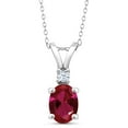 thumbnail image 1 of Gem Stone King 1.55 Ct Oval Red Created Ruby 925 Sterling Silver Pendant, 1 of 4