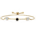 thumbnail image 1 of Gem Stone King 1.55 Ct Oval Sky Blue Aquamarine Black Onyx 18K Yellow Gold Plated Silver Bracelet for Women, 1 of 3