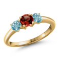 thumbnail image 1 of Gem Stone King 18K Yellow Gold Plated Silver Red Garnet and Blue Zircon Engagement Ring for Women | 1.55 Cttw | Round 5MM | Gemstone January Birthstone | Size 7, 1 of 6