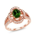 thumbnail image 1 of Gem Stone King 1.57 Ct Oval Green Chrome Diopside 18K Rose Gold Plated Silver Spotlight Ring (Size 5), 1 of 4