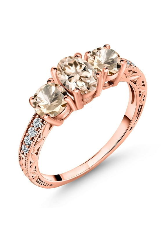 1.57 Ct Oval Peach Morganite 18K Rose Gold Plated Silver Ring (Size 6)