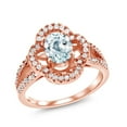 thumbnail image 1 of Gem Stone King 1.57 Ct Oval Sky Blue Aquamarine 18K Rose Gold Plated Silver Spotlight Ring (Size 8), 1 of 4