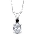 thumbnail image 1 of Gem Stone King 1.57 Ct Oval White Topaz Black Diamond 925 Sterling Silver Pendant, 1 of 4