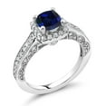 thumbnail image 1 of Gem Stone King 1.58 Ct Blue and White Created Sapphire 925 Sterling Silver Ring, 1 of 6