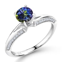 Gem Stone King 1.58 Ct Round Blue Mystic Topaz 925 Sterling Silver Ring (Size 9)