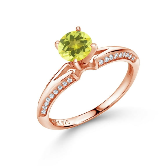Gem Stone King 1.58 Ct Round Canary Mystic Topaz 18K Rose Gold Plated Silver Ring (Size 8)