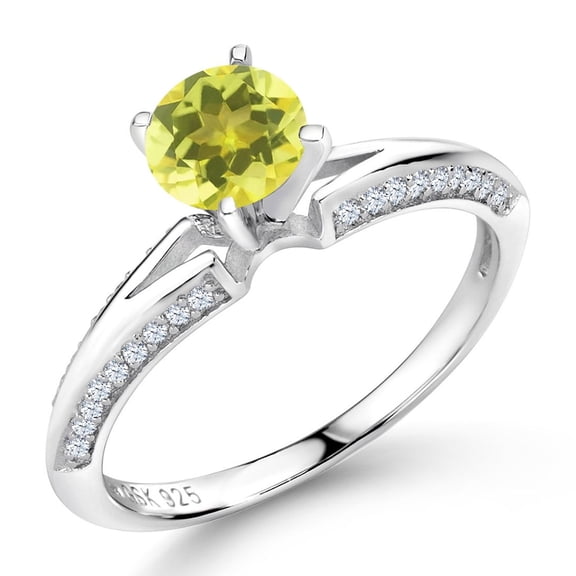 Gem Stone King 1.58 Ct Round Canary Mystic Topaz 925 Sterling Silver Ring (Size 9) (Size 9)