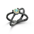 thumbnail image 1 of Gem Stone King 1.58 Ct Round Mercury Mist Mystic Topaz Black Rhodium Plated 925 Sterling Silver Ring (Size 5), 1 of 4