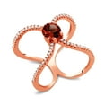 thumbnail image 1 of Gem Stone King 1.58 Ct Round Red Garnet 18K Rose Gold Plated Silver Curvy Cross Ring (Size 7), 1 of 4
