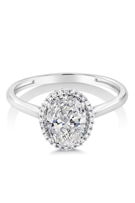 1.58 Cttw 10K White Gold IGI Certified Diamond Halo Engagement Ring for Women | Center Oval Cut 1.5 Ct | D-E Color | VS1-VS2 Clarity (Size 9.5)