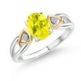 thumbnail image 1 of Gem Stone King 1.59 Ct Canary Mystic Topaz 925 Silver and 10K Yellow Gold Lab Grown Diamond Engagement Ring, 1 of 3