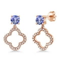 thumbnail image 1 of Gem Stone King 1.59 Ct Round Blue Tanzanite 18K Rose Gold Plated Silver Earrings, 1 of 3