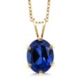 thumbnail image 1 of Gem Stone King 1.60 Ct Blue Created Sapphire 18K Yellow Gold Plated Silver Pendant With Chain, 1 of 4