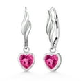 thumbnail image 1 of Gem Stone King 1.60 Ct Heart Shape Pink Created Sapphire 925 Sterling Silver Earrings, 1 of 3