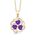 thumbnail image 1 of Gem Stone King 1.60 Ct Heart Shape Purple Amethyst 18K Yellow Gold Plated Silver Pendant, 1 of 4