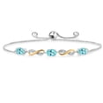 thumbnail image 1 of Gem Stone King 1.60 Ct Oval Blue Apatite 925 Silver and 10K Yellow Gold Lab Grown Diamond Adjustable Infinity Bracelet for Women Mother's Mom Wife Her, 1 of 3