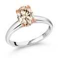 thumbnail image 1 of Gem Stone King 1.60 Ct Oval Peach Morganite 10K White and Rose Gold Ring (Size 9), 1 of 4