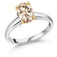 thumbnail image 1 of Gem Stone King 1.60 Ct Oval Peach Morganite 10K White and Yellow Gold Ring Ring (Size 6), 1 of 4