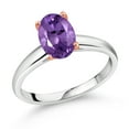 thumbnail image 1 of Gem Stone King 1.60 Ct Oval Purple Amethyst 10K White and Rose Gold Ring (Size 9), 1 of 4