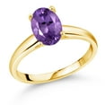 thumbnail image 1 of Gem Stone King 1.60 Ct Oval Purple Amethyst 10K Yellow Gold Ring, 1 of 4