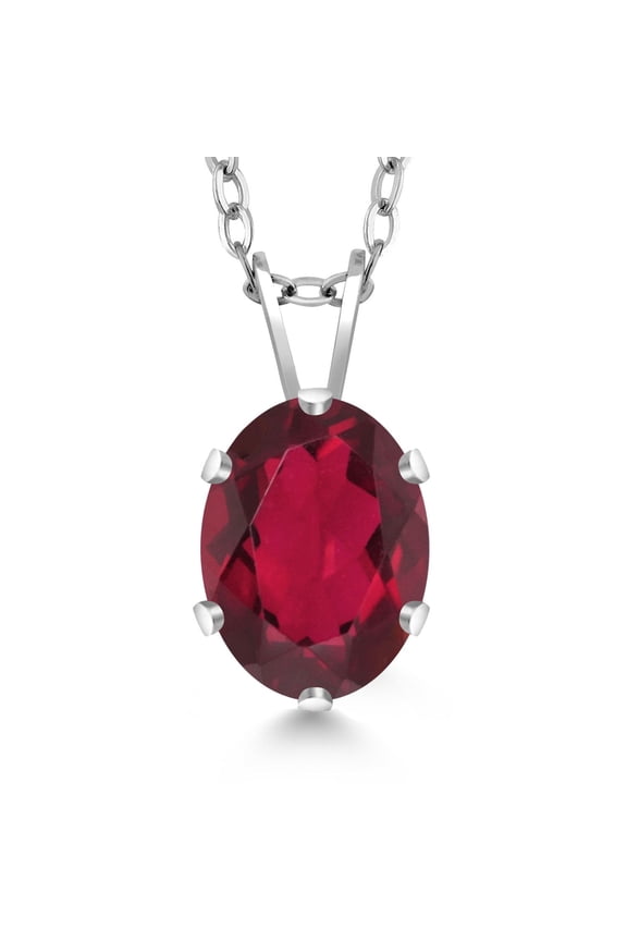 1.60 Ct Oval Shape Ruby Red Mystic Topaz 925 Sterling Silver Pendant