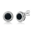 thumbnail image 1 of Gem Stone King 1.60 Ct Round 6mm Black Onyx 925 Sterling Silver Stud Earrings for Women Men, 1 of 2
