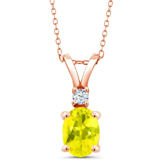 Gem Stone King 1.61 Ct Canary Mystic Topaz White Created Sapphire 18K Rose Gold Plated Silver Pendant with Chain