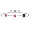 thumbnail image 1 of Gem Stone King 1.61 Ct Oval Pink Created Sapphire 925 Sterling Silver Bracelet for Women, 1 of 4
