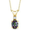 thumbnail image 1 of Gem Stone King 1.63 Ct Oval Green Mystic Topaz 18K Yellow Gold Plated Silver Pendant with Chain, 1 of 4