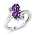 thumbnail image 1 of Gem Stone King 1.63 Cttw Purple Amethyst and White Diamond Ring for Women | 925 Sterling Silver | Heart Shape 6MM | Gemstone February Birthstone | Available in Size 5, 6, 7, 8, 9, 1 of 6