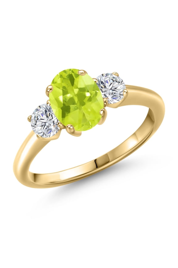 1.64 Ct Yellow Lemon Quartz G/H Lab Grown Diamond 18K Yellow Gold Plated Silver Ring