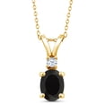 thumbnail image 1 of Gem Stone King 1.65 Ct Black Onyx White Created Sapphire 18K Yellow Gold Plated Silver Pendant with Chain, 1 of 4
