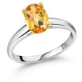 thumbnail image 1 of Gem Stone King 1.65 Ct Oval Checkerboard Yellow Citrine 10K White and Yellow Gold Ring Ring (Size 7), 1 of 4
