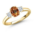 thumbnail image 1 of Gem Stone King 18K Yellow Gold Plated Silver Ecstasy Mystic Topaz and White Zirconia Engagement Ring for Women | 1.65 Cttw | Oval 7X5MM | Gemstone November Birthstone | Size 6, 1 of 6