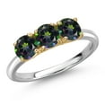 thumbnail image 1 of Gem Stone King 10K Two Tone Gold Green Mystic Topaz Engagement Ring for Women | 1.65 Cttw | Round 5MM | Gemstone November Birthstone | Size 5, 1 of 6
