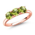 thumbnail image 1 of Gem Stone King 18K Rose Gold Plated Silver Green Peridot Engagement Ring for Women | 1.65 Cttw | Round 5MM | Gemstone August Birthstone | Size 7, 1 of 6