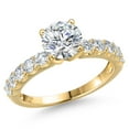 thumbnail image 1 of Gem Stone King 1.65 Cttw IGI Certified Lab Grown Diamond in 14K Yellow Gold Engagement Ring for Women | Round Center Diamond 1.00 Ct | E-F Color | VS1-VS2 Clarity | Size 8, 1 of 6