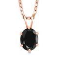 thumbnail image 1 of Gem Stone King 1.66 Ct Oval Black Sapphire 18K Rose Gold Plated Silver Pendant with Chain, 1 of 4