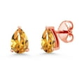 thumbnail image 1 of Gem Stone King 1.68 Ct 7x5mm Yellow Citrine 18K Rose Gold Plated Silver Stud Earrings, 1 of 4