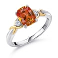 thumbnail image 1 of Gem Stone King 1.68 Ct Ecstasy Mystic Topaz E-F Lab Grown Diamond 925 Silver and 10K Yellow Gold Ring, 1 of 6