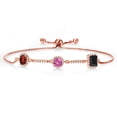 thumbnail image 1 of Gem Stone King 1.68 Ct Oval Red Garnet Pink Created Sapphire 18K Rose Gold Plated Silver Bracelet for Women, 1 of 4