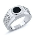 thumbnail image 1 of Gem Stone King 1.68 Ct Round Black Onyx 925 Sterling Silver Men's Ring, 1 of 5