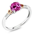 thumbnail image 1 of Gem Stone King 1.69 Ct Pink Created Sapphire White Diamond 925 Silver and 10K Rose Gold Ring (Size 9), 1 of 5
