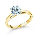 thumbnail image 1 of Gem Stone King 10K White And Yellow Gold Sky Blue Topaz Engagement Ring for Women | 1.70 Cttw | Round 7MM | Gemstone November Birthstone | Size 7, 1 of 4