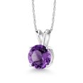 thumbnail image 1 of Gem Stone King 1.70 Ct Round Purple Amethyst 14K White Gold Pendant With Chain, 1 of 5