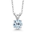 thumbnail image 1 of Gem Stone King 1.70 Ct Round Sky Blue Topaz 925 Sterling Silver Pendant with Chain, 1 of 3