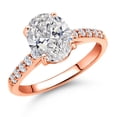 thumbnail image 1 of Gem Stone King 1.70 Cttw 10K Rose Gold IGI Certified Lab Grown Diamond Engagement Ring for Women | Center Diamond Oval 1.5 Ct | D-E Color | VS1-VS2 Clarity | Size 7, 1 of 6