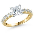 thumbnail image 1 of Gem Stone King 1.70 Cttw IGI Certified Lab Grown Diamond in 14K Two-Tone Gold Engagement Ring for Women | Princess Center Diamond 1.00 Ct | E-F Color | VS1-VS2 Clarity | Size 8, 1 of 6